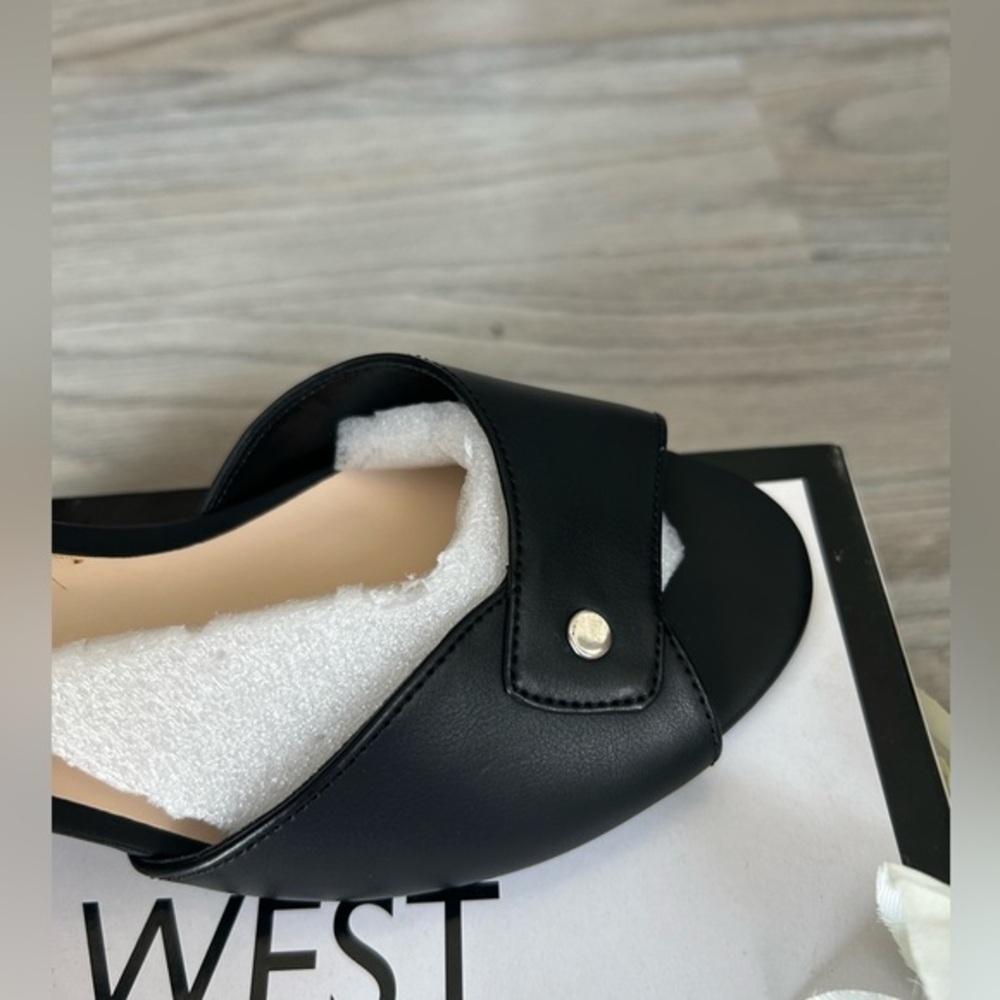 ✨NEW Nine West Black Women's Ankle Strap drop wedge Sandals 8.5 - Picture 5 of 10